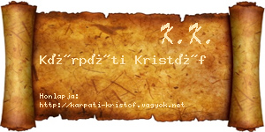 Kárpáti Kristóf névjegykártya